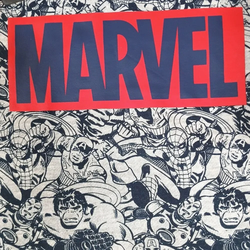 Marvel Legends Boy's Size XL(16)‎ Youth Pullover Hoodie Sweatshirt Gray & Navy